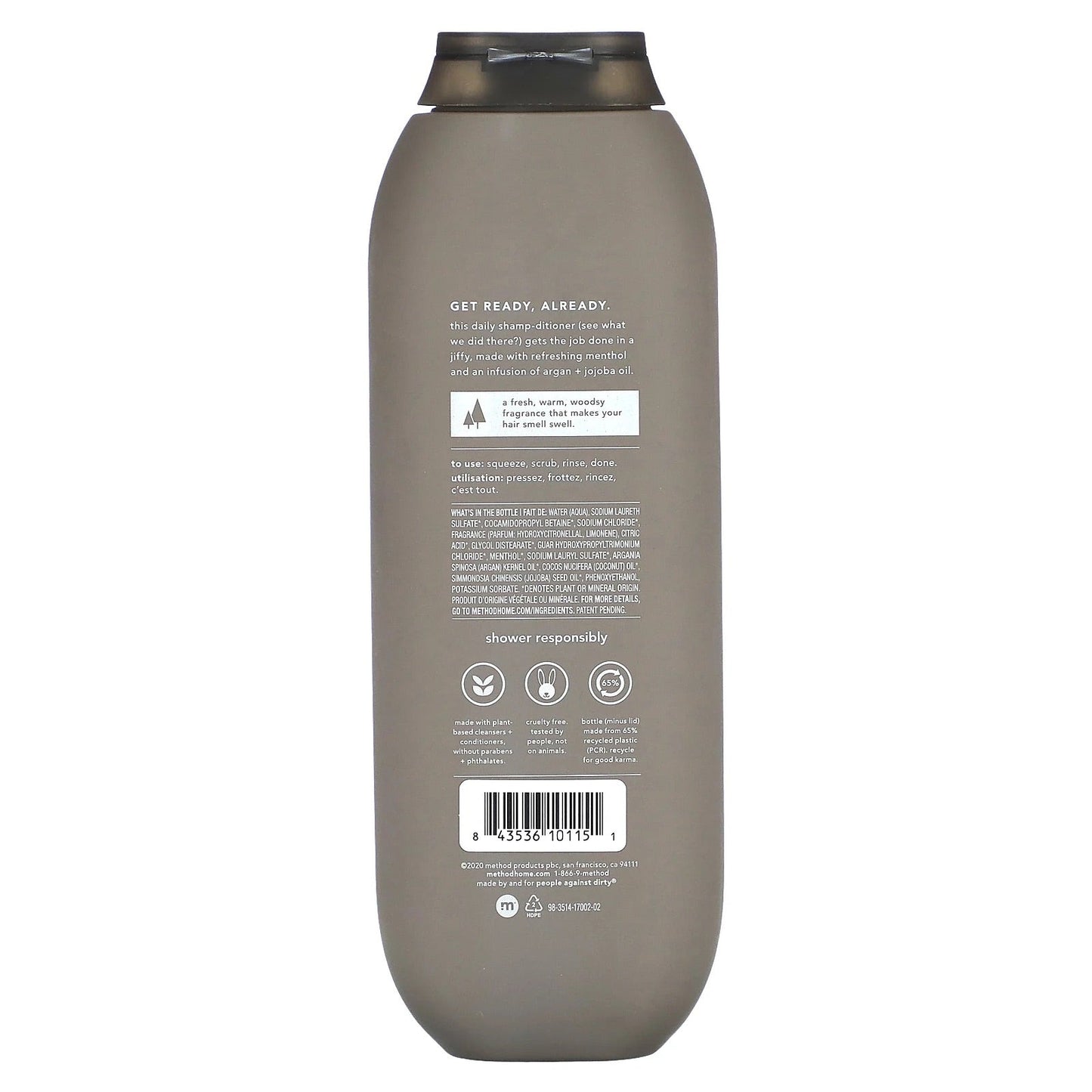Method
Men, 2-In-1 Shampoo + Conditioner, Cedar + Cypress, 14 fl oz (414 ml)