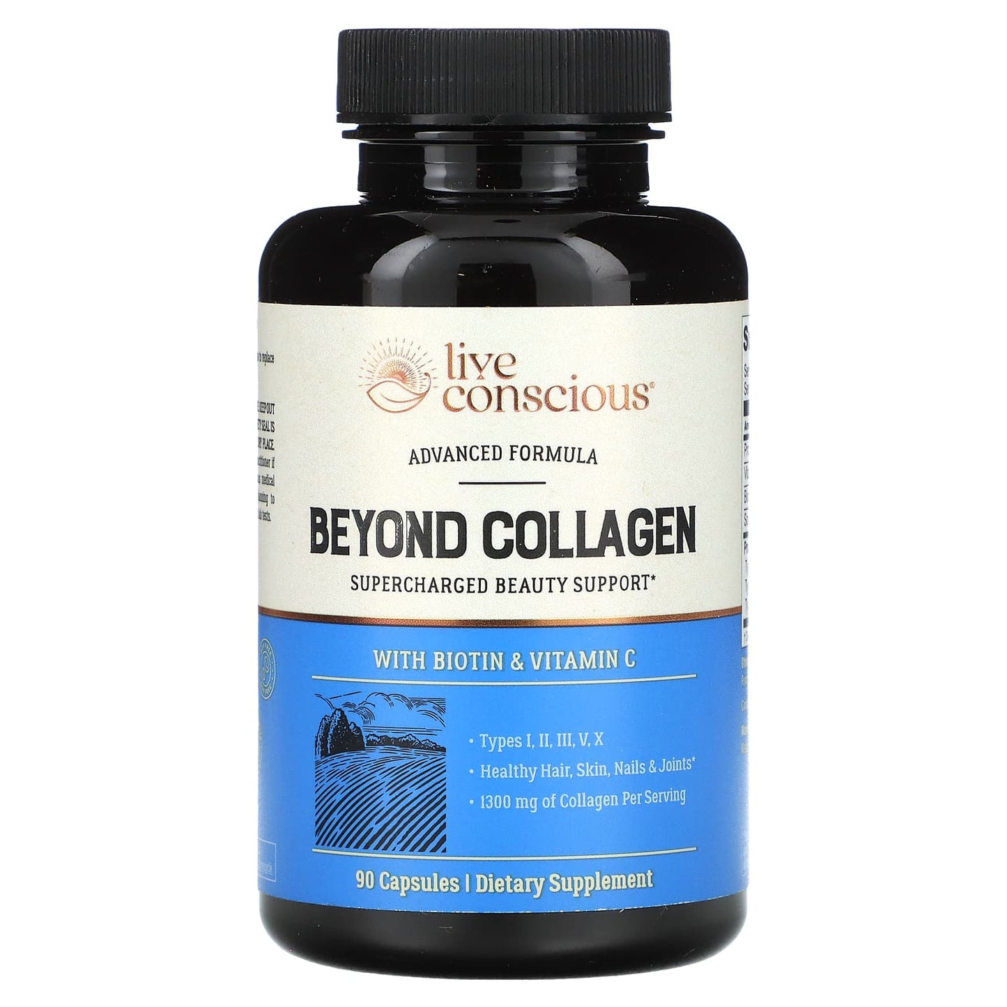 Live Conscious
Beyond Collagen, With Biotin & Vitamin C, 1,300 mg, 90 Capsules