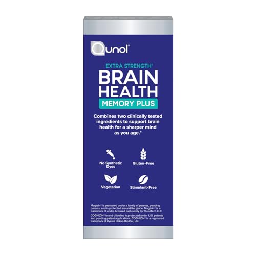 Qunol Brain Health Memory Plus, Magnesium L-Threonate & Citicoline, Clinically Tested Ingredients to Improve Memory, Focus, Attention and Productivity, 60 Count (Pack of 1)