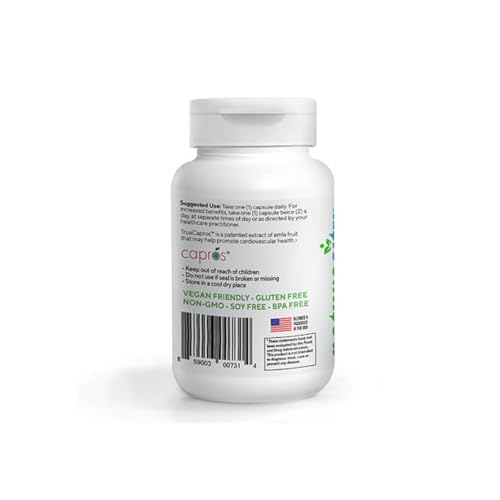 NatureCity True-Capros Amla Fruit Extract Supplement Polyphenol Antioxidant Power Supports Cardiovascular Heart Health (30 Veggie Capsules) Non-GMO Vegan Friendly and Soy Free