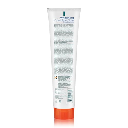 Himalaya Botanique Complete Care Whitening Toothpaste, Simply Peppermint, Fluoride Free for a Clean Mouth, Whiter Teeth and Fresh Breath, 5.29 oz, 4 Pack