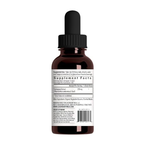 Legendairy Milk Lactivist Drops, Breastfeeding Supplement to Increase Breast Milk Supply, Organic Torbangun for Lactation, Made in USA, Alcohol Free, 4 Fl Oz