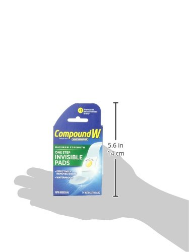 Pre-Order | Arrives in 5–10 Days – Compound W Wart Remover, Maximum Stength One Step Invisible Pads - 14 Count - Salicylic Acid Wart Remover, For Treatment & Common/Plantar Wart Removal