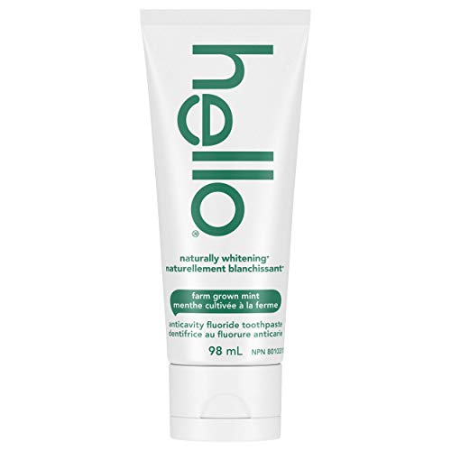 Hello Naturally Whitening Fluoride Toothpaste, Farm Grown Mint, Vegan, SLS Free, Gluten Free and Peroxide Free, 98 mL