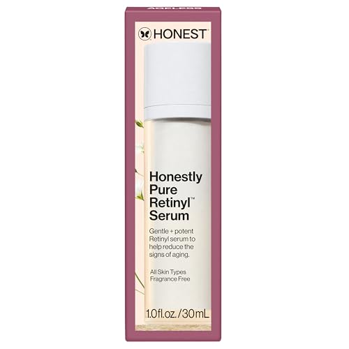 Honest Beauty Honestly Pure Nightly Retinyl Serum | Moisturizes, Exfoliates, + Reduces Fine Lines | Gentle for Sensitive Skin, Fragrance Free, Vegan | 1 fl oz