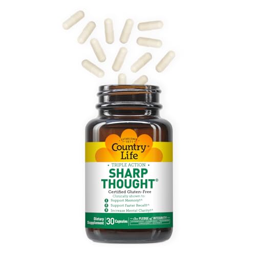 Pre-Order | Arrives in 5–10 Days – Country Life Sharp Thought 30 Capsules, Certified Gluten Free…