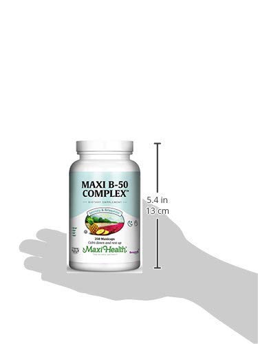 Maxi Health Stress Relief Vitamin B Complex for Women and Men, Vitamin B6, B12, Biotin, Inositol, Folate, Vegan, Gluten & Soy & Milk Free, Kosher, Unflavored, 100 Count