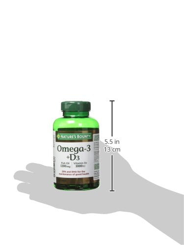 Nature's Bounty Omega 3 Fish Oil 1200mg plus Vitamin D3 1000IU Pills, Supplement, Helps in the Development and Maintenance of Bones, 90 Softgels