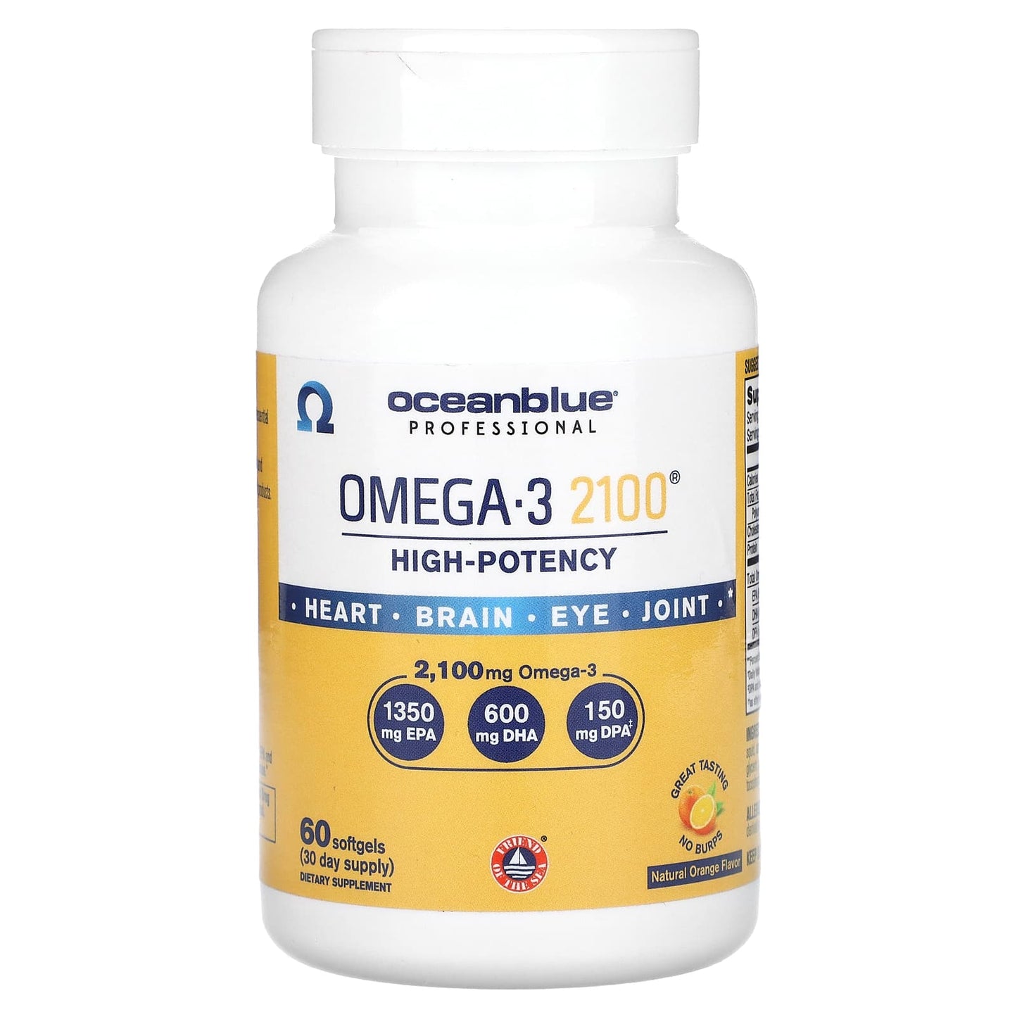OceanBlue
Professional, Omega-3 2100, High-Potency, Natural Orange, 2,100 mg, 60 Softgels (1,500 mg per Softgel)