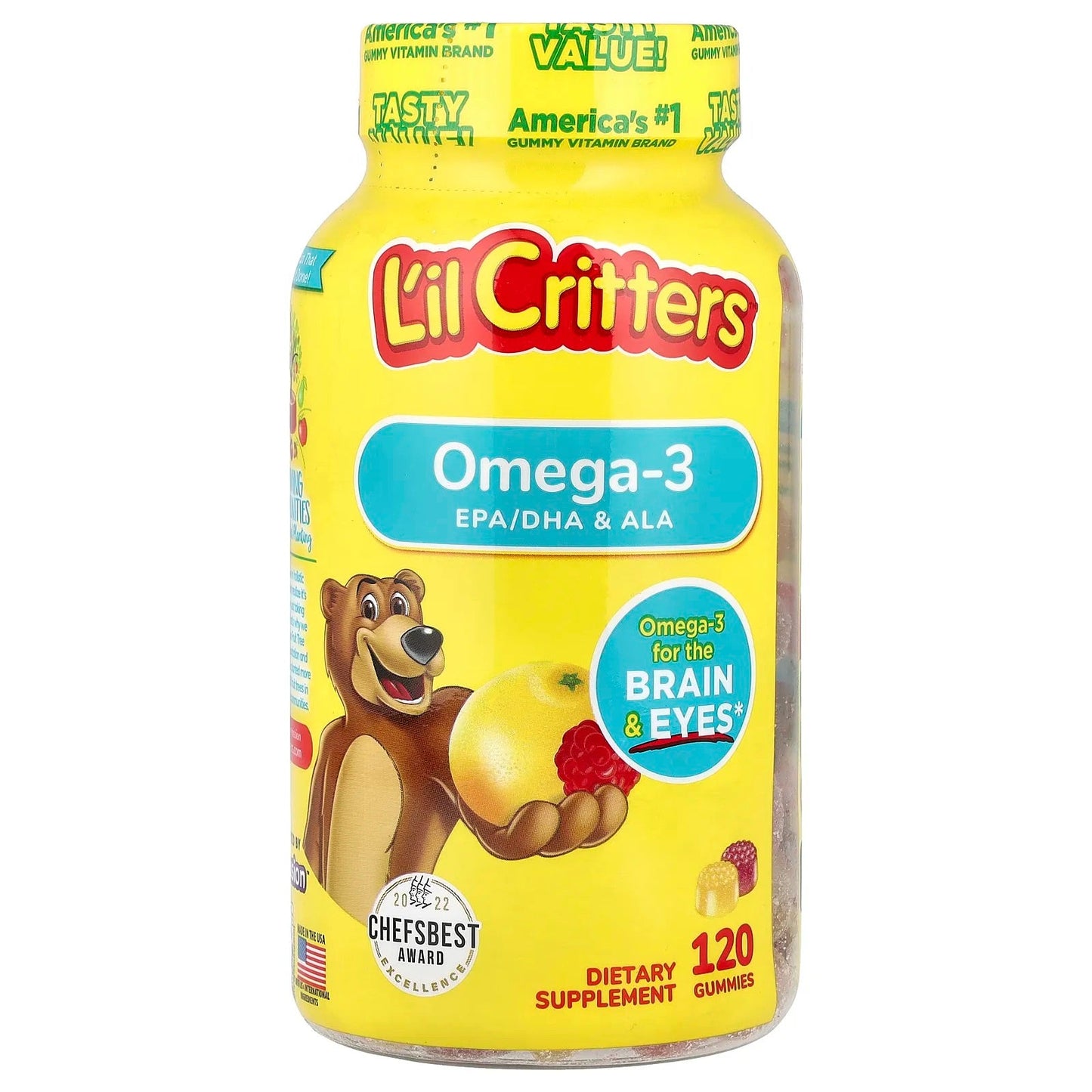 L'il Critters
Omega-3 Gummies, Zesty Raspberry-Lemonade , 120 Gummies