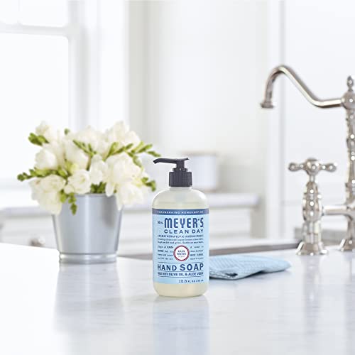 Mrs. Meyer's Clean Day Liquid Hand Soap, Cruelty Free and Biodegradable Hand Wash Made with Essential Oils, Rain Water Scent, 370 ml Soap Pump Bottle