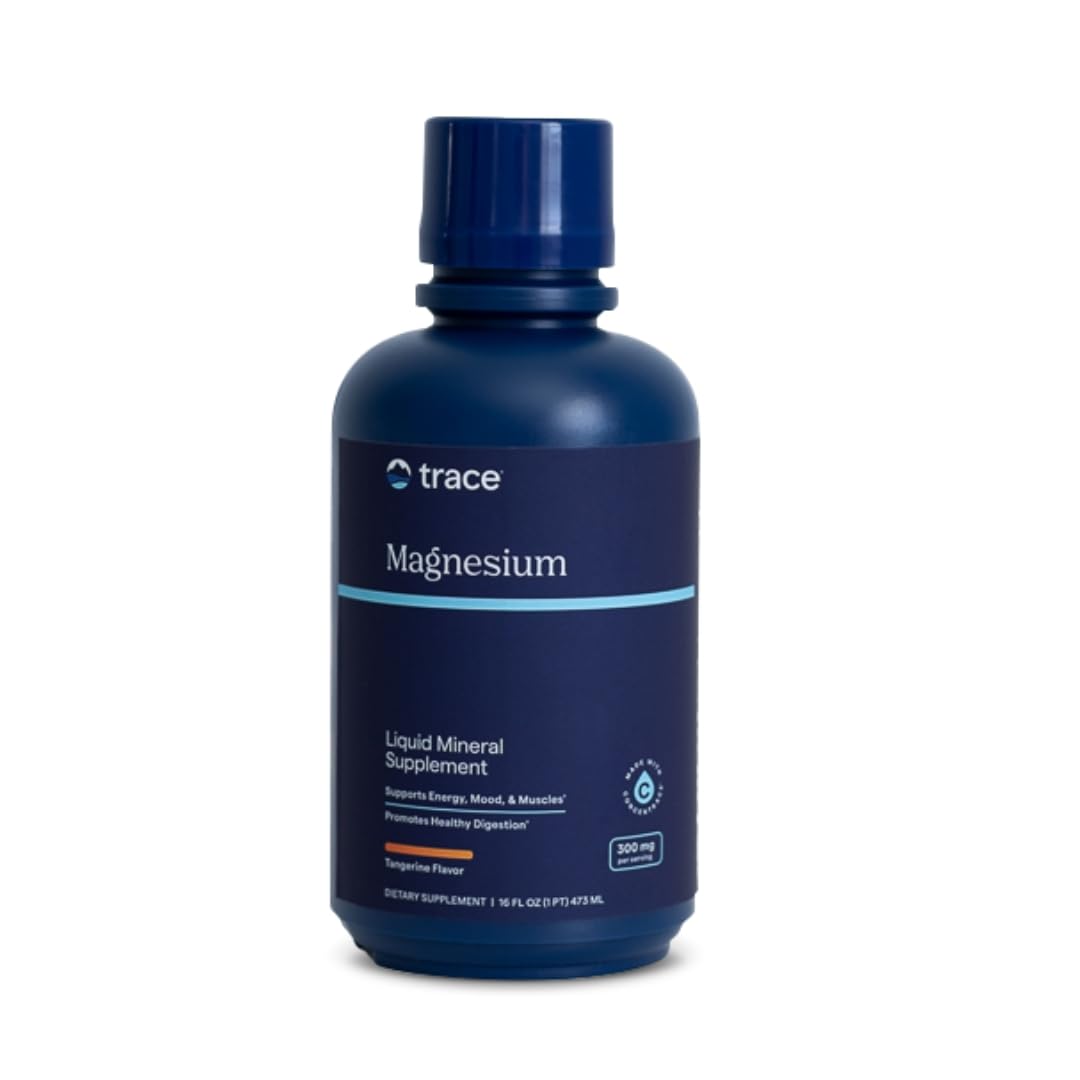 Trace Minerals Magnesium Liquid 300mg - Energy & Heart Health Support Supplement - Minerals to Aid Digestion & Hydration - Support Healthy Bones - Natural Tangerine Flavor, 16 fl oz (32 Servings)
