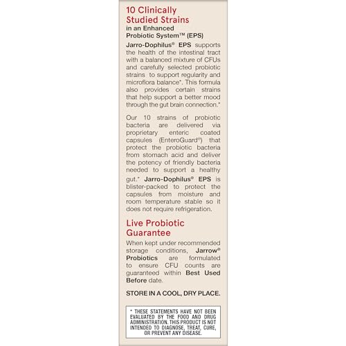 Pre-Order | Arrives in 5–10 Days – Jarrow Formulas Jarro-Dophilus EPS Advanced, 55 Billion CFU Probiotics, Digestive Support for Adults, 30 Probiotic Supplement Veggie Capsules, Up to 30 Day Supply