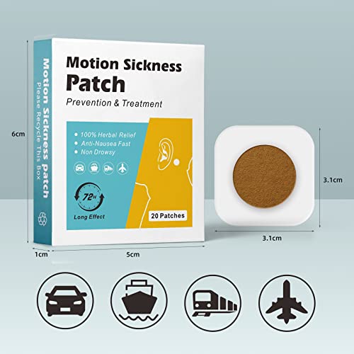 Motion Sickness Patches, 40 Counts Anti Nausea Sea Sickness Patch, Relieve Nausea, Dizziness Resulted from Travel of Cars, Ships, Airplanes (40)