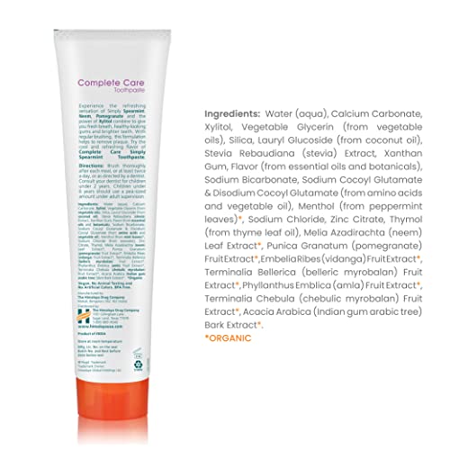 Himalaya Complete Care Toothpaste - Simply Spearmint,Natural, Fluoride-Free & SLS Free (4 PACK)