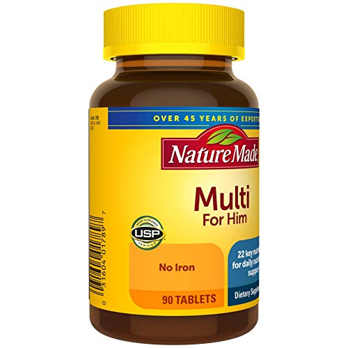 Nature Made Multivitamin For Him with No Iron, Mens Multivitamins for Daily Nutritional Support, Multivitamin for Men, 90 Tablets, 90 Day Supply