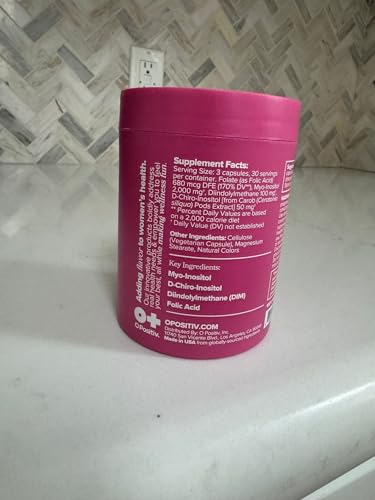 O Positiv FLO Ovarian Health Support - Hormone Balance for Women, Supplement with DIM, Myo & D-Chiro Inositol, Folic Acid - Supports Healthy Ovulation, Cycle Regularity - 30 Servings
