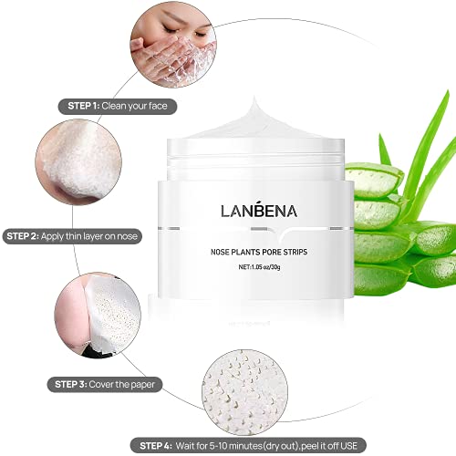 LANBENA Blackhead Mask, Nose Plants Pore Strips Blackhead Remover Mask Peel off Mask Facial Pore Cleanser Purifying Face Mask Nose strips(30g)