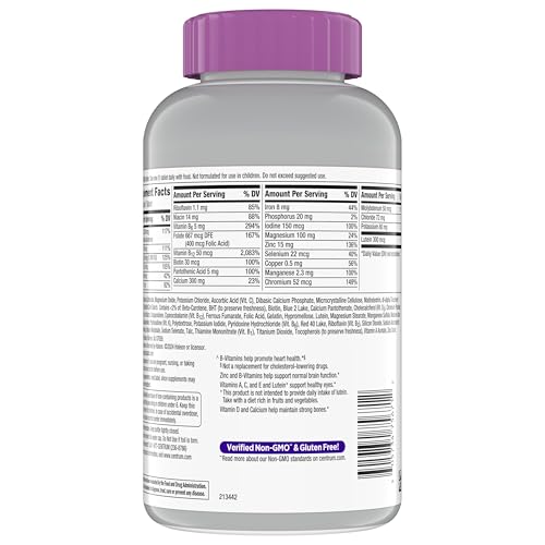 Centrum Silver Women's Multivitamin for Women 50 Plus, Multivitamin/Multimineral Supplement with Vitamin D3, B Vitamins, Non-GMO Ingredients, Supports Memory and Cognition in Older Adults - 200 Ct