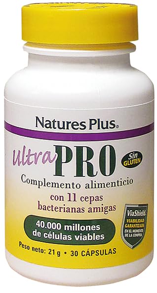 Natures Plus Ultra Probiotics - Maximum Strength Digestive Supplement - Total Body & Gut Health - Intestinal & Colonic Probiotics & Prebiotic Acai - 30 Vegetarian Capsules (30 Servings)