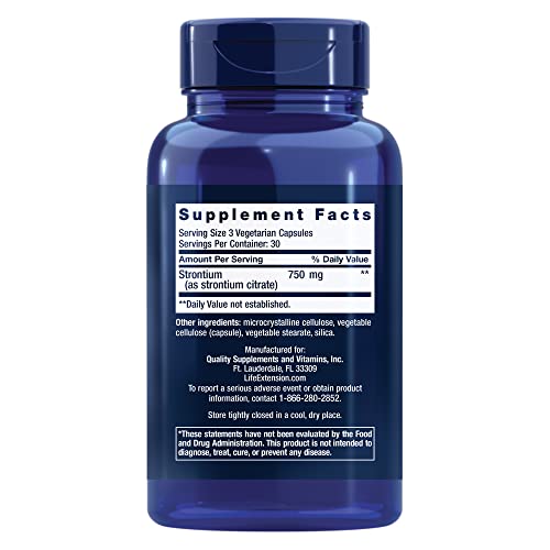 Life Extension Strontium Caps, Trace Mineral for Advanced Bone Health Support, Gluten Free, Non-GMO, Vegetarian, 90 Capsules