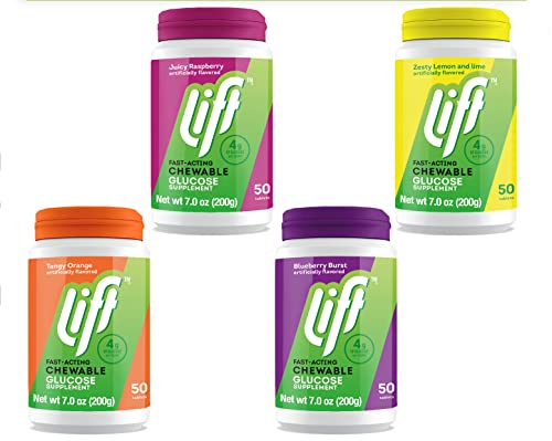 Lift | Fast-Acting Glucose Chewable Energy Tablets | Blueberry | 50 ct Jar (Pack of 1)