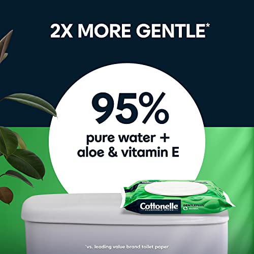 Pre-Order | Arrives in 5–10 Days – Cottonelle GentlePlus Flushable Wet Wipes with Aloe & Vitamin E, Adult Wet Wipes, 8 Flip-Top Packs, 42 Wipes per Pack (336 Total Flushable Wipes)