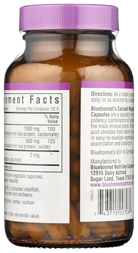 BlueBonnet Calcium Magnesium Plus Boron Vegetarian Capsules, Off White, 90 Count