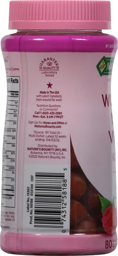 Nature's Bounty Optimal Solutions Women's Multivitamin, Immune and Cellular Energy Support, Bone Health, Raspberry Flavor, 80 Gummies (Pack of 2)