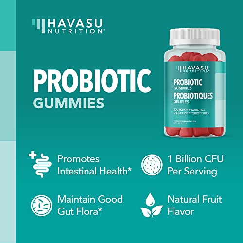 Probiotic Gummies for Adults | 1 Billion CFU Per Gummy | Shelf-Stable Bacillus Coagulans | Immunity, Gut & Gastrointestinal Health Support for Women & Men | Fruit Flavor | 60 Gummies | Gluten-Free