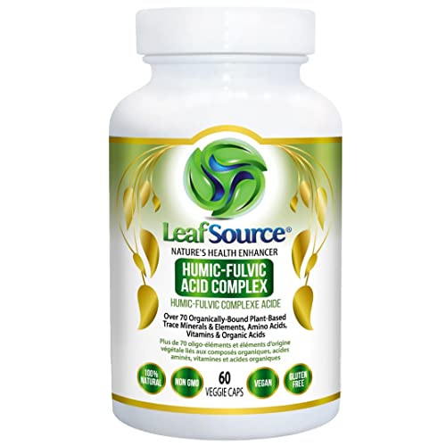 Humic and Fulvic Acid Supplement 60 vcap Leafsource | Trace Minerals Organically Bounded | Perfect Humic to Fulvic Ratio | Supports Energy, Gut Health, Joint Health, Immune | Cold Water Extracted North American Harvested