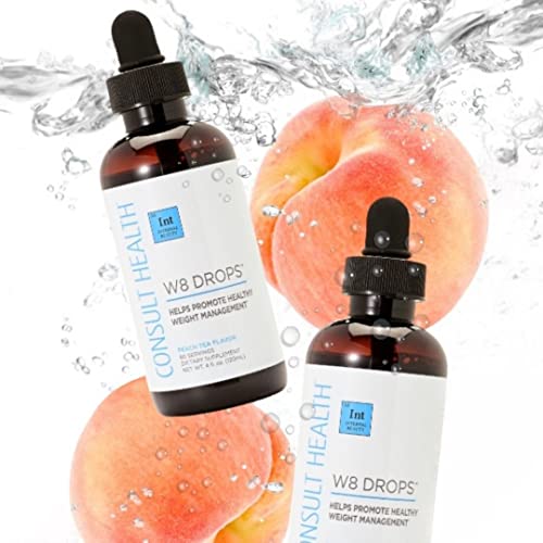 Pre-Order | Arrives in 5–10 Days – Consult Health W8 Drops – Helps Promote Healthy Weight Management - Peach Tea Flavor – 60 Servings 4 fl. oz. (1pack)