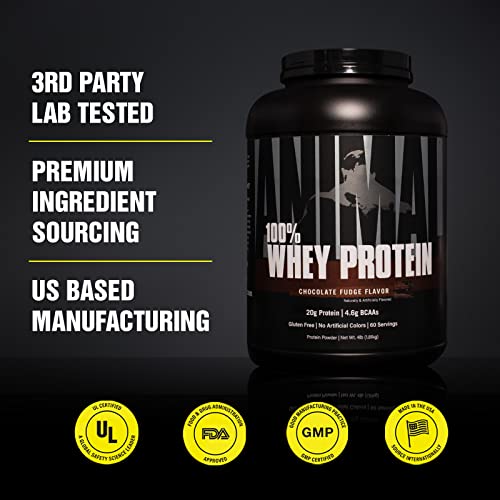 Animal 100% Whey Protein Powder – Whey Blend for Pre- or Post-Workout, Recovery or an Anytime Protein Boost– Low Sugar – Chocolate, 4 lb