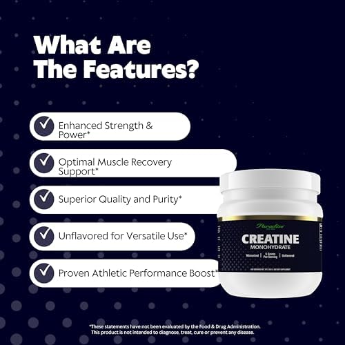 Paradise Creatine Monohydrate Powder - Micronized for Enhanced Absorption - Supports Muscle Building & Athletic Performance - 500g - 100 Servings