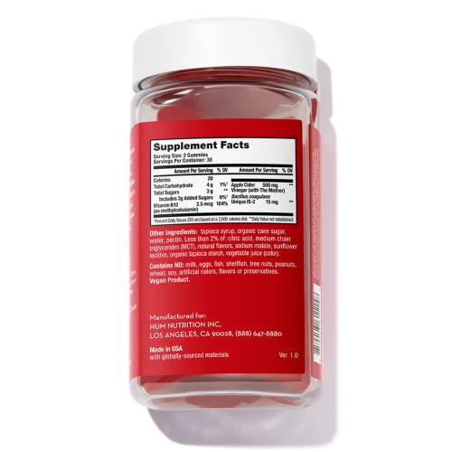 HUM Pro ACV Gummies -100% Organic Apple Cider Vinegar with The Mother, Probiotics for Digestive Health & B12 for Metabolism Support