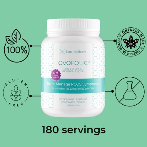 Ovofolic PCOS Supplement for Women - Boost Fertility, Hormonal Balance, and PCOS Support - Myo-Inositol, D-Chiro Inositol, Active Folate - High Potency PCOS Supplements (180 servings, 387g Jar)