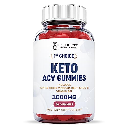 Justified Laboratories 1st Choice Keto ACV Gummies 1000MG Vegan Non GMO with Pomegranate Juice Beet Root B12 60 Gummys