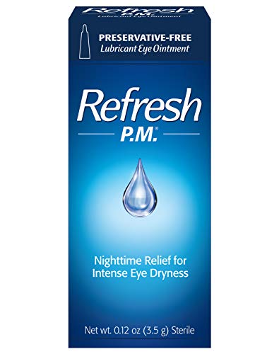 Refresh P.M. Lubricant Eye Ointment, Nighttime Relief, Preservative-Free, 0.12 Oz Sterile, Packaging May Vary