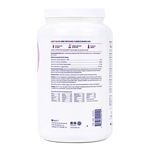 LEANFIT HYDROLYZED COLLAGEN™ Unflavoured – 10g Grass-Fed Bovine Collagen (Type I, III) + Vitamin C + Hyaluronic Acid Per Serving, 98 Servings, 1kg Tub for healthy skin, hair, bones, joints & immunity