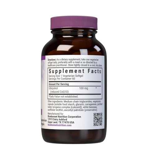 Pre-Order | Arrives in 5–10 Days – Bluebonnet Ccellular Active CoQ10 Ubiquinol Vegetarian Softgels, 100 mg, Maroon, 60 Count
