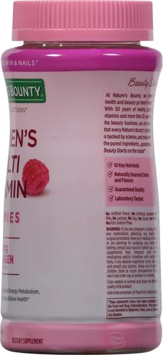 Nature's Bounty Optimal Solutions Women's Multivitamin, Immune and Cellular Energy Support, Bone Health, Raspberry Flavor, 80 Gummies (Pack of 2)
