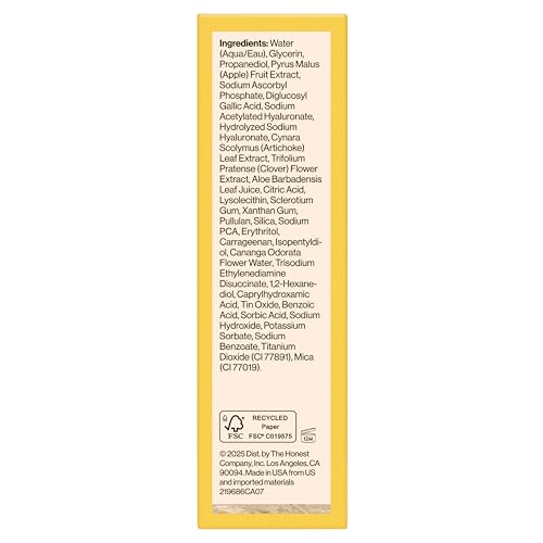 Honest Beauty Vitamin C Radiance Serum | Improves + Brightens Skin Tone and Complexion | Gentle for Sensitive Skin, Fragrance Free, Vegan | 1 fl oz