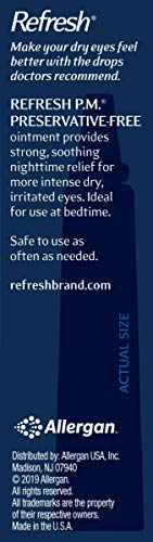 Refresh P.M. Lubricant Eye Ointment, Nighttime Relief, Preservative-Free, 0.12 Oz Sterile, Packaging May Vary