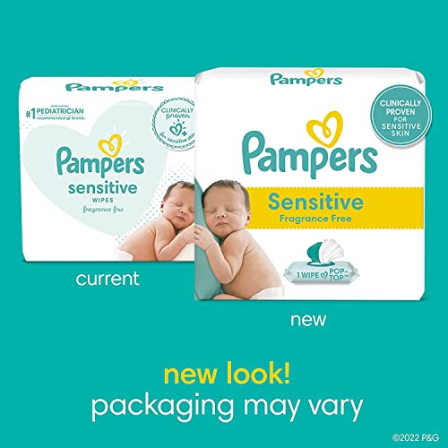 Pampers Baby Wipes Sensitive Perfume Free 4X Pop-Top Packs 336 Count