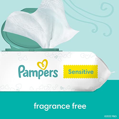 Pampers Baby Wipes Sensitive Perfume Free 4X Pop-Top Packs 336 Count