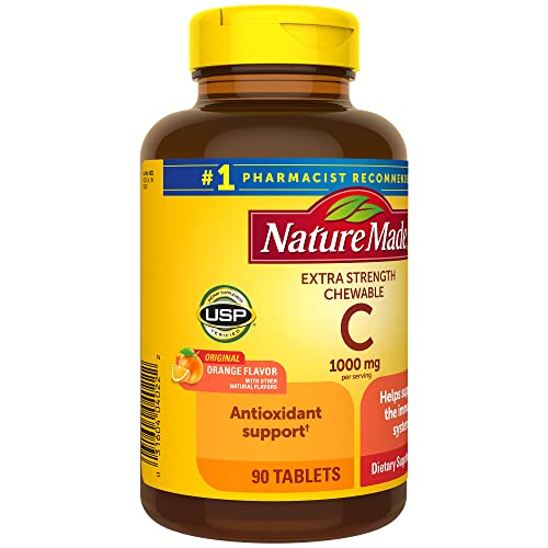Nature Made Extra Strength Dosage Chewable Vitamin C 1000 mg per Serving, Dietary Supplement for Immune Support, 90 Tablets, 45 Day Supply (Pack of 2)