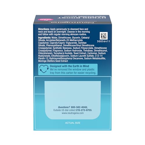 Neutrogena Hydro Boost Night Pressed Serum, Hyaluronic Acid Face Moisturizer for Normal to Extra Dry Skin, Delivers Overnight Hydration for Restored, Revitalized, Dewy Skin, 1.7 oz