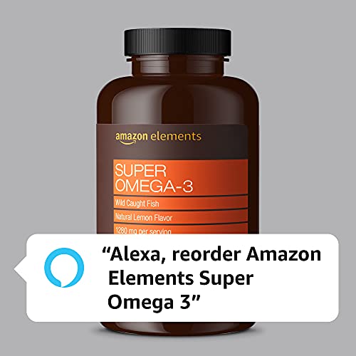 Pre-Order | Arrives in 5–10 Days – Amazon Elements Super Omega-3 with Natural Lemon Flavor, EPA & DHA Omega-3 fatty acids, 120 Count (1280 mg per serving, 2 Softgels) (Packaging may vary)