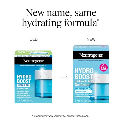 Neutrogena Hydro Boost Gel Cream, 48 Hr Hydration for Normal/Dry Skin, Fragrance Free, Face Moisturizer with Hyaluronic Acid, 1.7 oz. & Trial Size Hydro Boost Hydrating Gel Cleanser, 0.5 fl oz