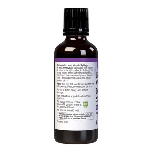 BlueBonnet Liquid Vitamin D3 Drops 2000 IU, Natural Citrus Flavor, 1 Fl Oz